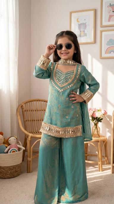 Kids Ethnic Wear Fendy Silk Blue Kids fashion wholesale market